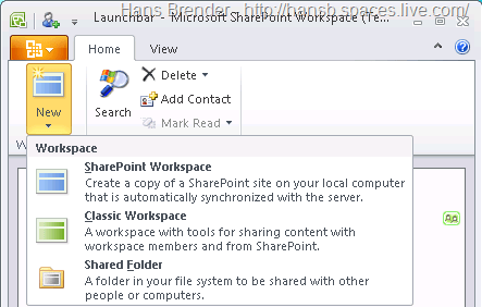 Arbeitsbereiche in SharePoint Workspace 2010