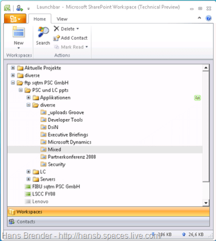 SharePoint Workspace 2010: Launchbar SharePoint Workspace 2010: Launchbar