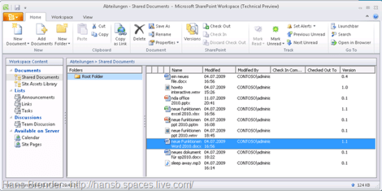SharePoint Workspace 2010: Workspace 