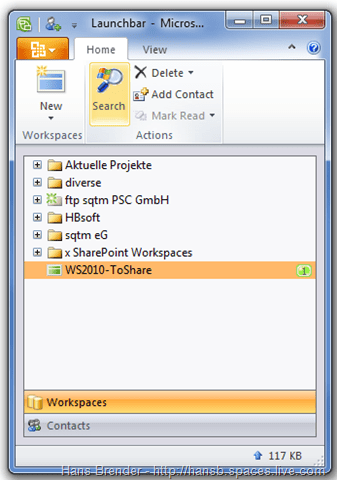 Launchbar mit Classic Workspace 2010