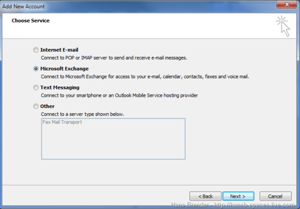 Outlook 2010: weiterer Exchange Account hinzufügen