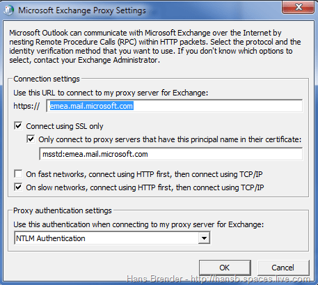 Outlook 2010: Exchnage Server Proxy Settings Outlook 2010: Exchnage Server Proxy Settings