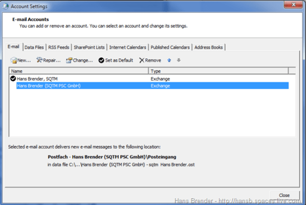 Outlook 2010: EMail Accounts Set as default. Outlook 2010: EMail Accounts Set as default.