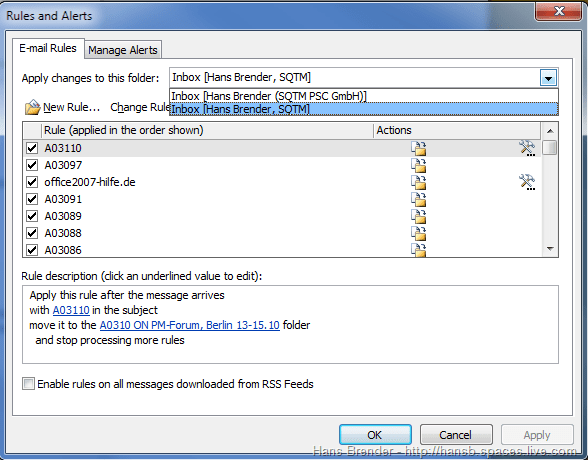Outlook 2010: Regelwerke für 2 Exchange Organisationen Outlook 2010: Regelwerke für 2 Exchange Organisationen