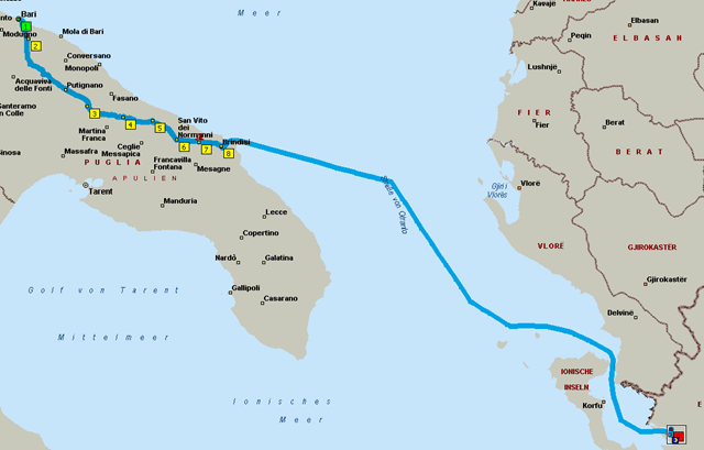 Route Bari - Alberobello - Brindisi - Igoumentsa
