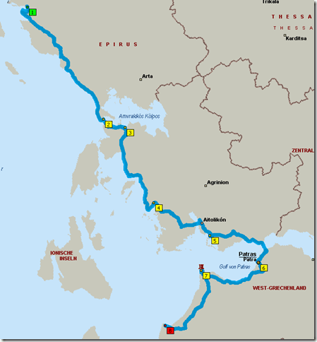 Route Igoumenitsa - Kilini