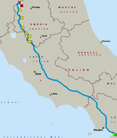 Route: Pompeji - Tuoro sul Trasimeno Route: Pompeji - Tuoro sul Trasimeno