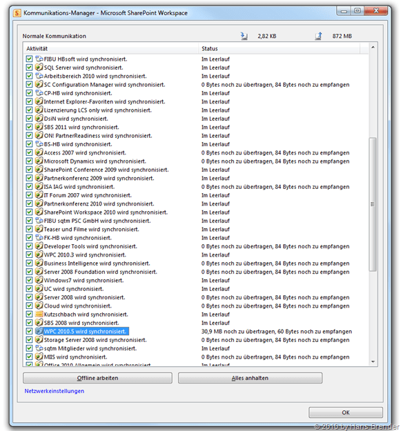 SharePoint Workspace 2010 - Kommunikations-Manager