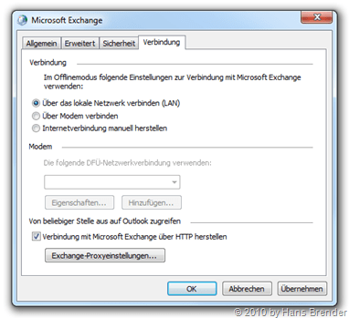 Konfiguration Exchange-Proxyeinstellungen