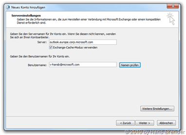 E-Mail Setup: Servereinstellungen