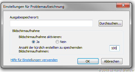 Einstellungen psr.exe