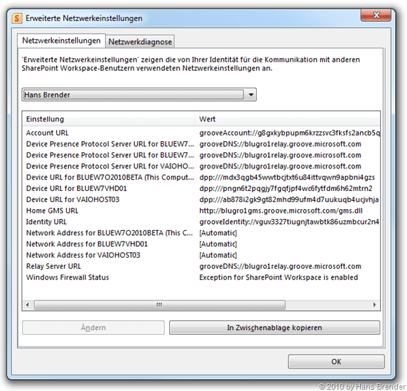 erweiterte Netzwerkeinstellungen Kommunikations-Manager SharePoint Workspace 2010