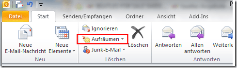 Aufräumen in Outlook 2010