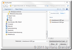Wiederherstellen eines Archives zur Synchronisation in SharePoint Workspace  2010