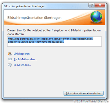 Einladung  zur Bildschirmpräsentation 