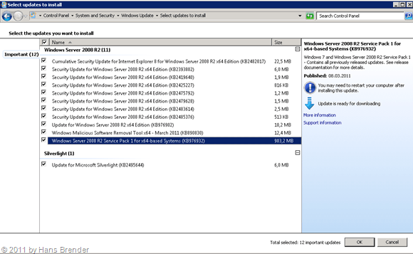 Updates (auch Windows SP1 für Windows Server 2008) via WSUS