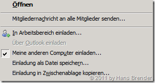 SharePoint Workspace 2010: Einladung per Mail ohne Outlook über die Zwischenablage