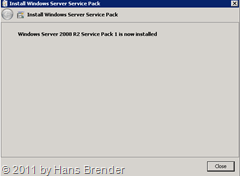 Nach dem Restart: Windows Service Pack 1 ist installiert