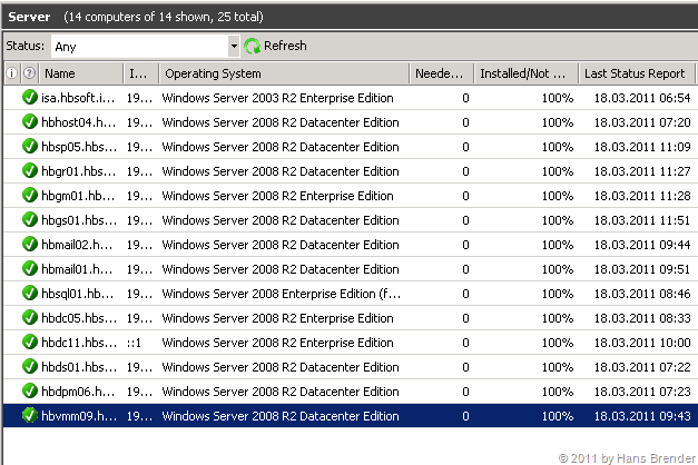 WSUS: alle Server erfolgreich auf auf SP1 umgestellt.
