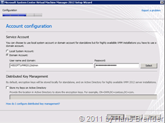 Konfiguration Service Account  in SCVMM 2012 Beta
