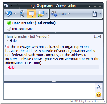 fehlgeschlagene Konversation mit Communicator in SharePoint Workspace 2010