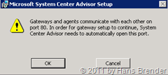 System Center Advisor Setup: warnhinweis Port 80