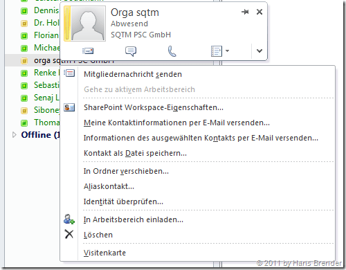 Alternative bei der Kommunikation in SharePoint Workspace 2010