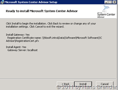 System Center Advisor Setup: Installation des Agenten