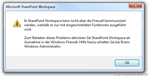 SharePoint Workspace und Firewall Ausnahme