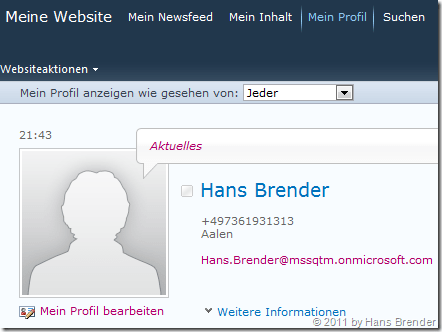 Office 365: SharePoint Online: Meine Website: mein Bild