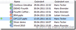 Anzeige von neuen Inhalten in SharePoint Workspace Arbeitsbereich vor der Datei