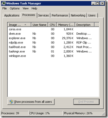 Taskmanager: Beenden der Prozesse 
