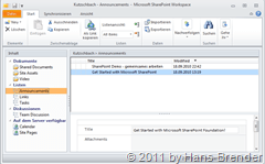 Selektion einer SharePoint Bibliothek in SharePoint Workspace 2010