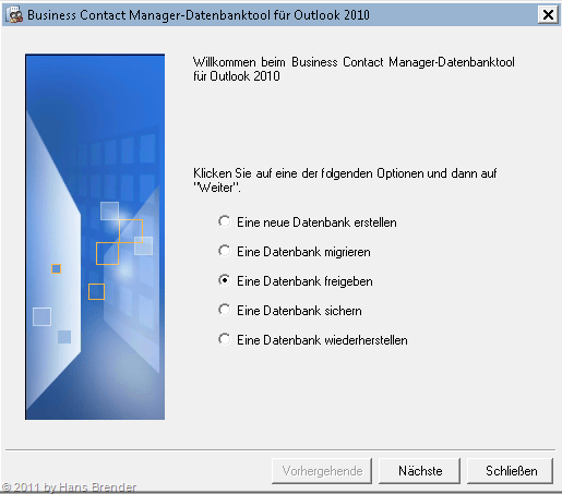 Rechtezuweisung im BCM Datenbank-Tool