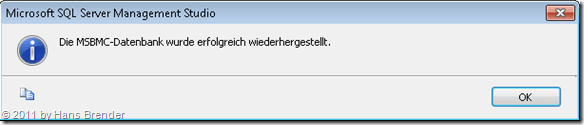 erfolgreiches Wiederherstellen einer Datenbank im SQL Server 2008