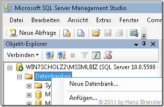 Anfügen (Attach) der konvertierten DBMC Datenbank 