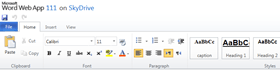 Word Web App in Skydrive