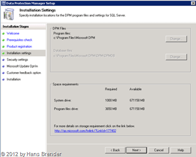 SC 2012 DPM: verfügbarer Plattenplatz
