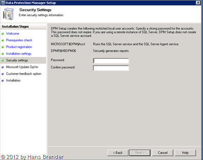 SC 2012 DPM: Passwort Eingabe