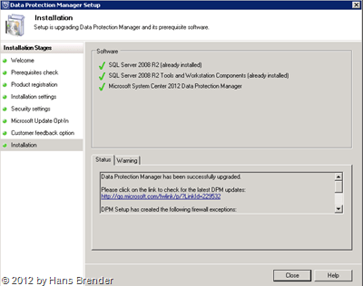 SC 2012 DPM: Upgrade erledigt