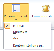 Outlook 2010: Ansicht: Personenbereich