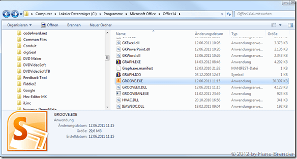 Sharepoint Workspace 2010, Groove.exe