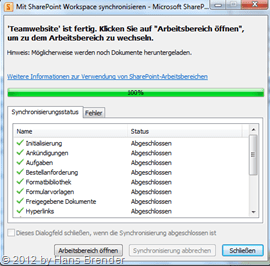 Dokumente, SharePoint Workspace 2010, Synchronisierung