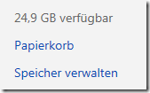 SkyDrive Anzeige, Papierkorb