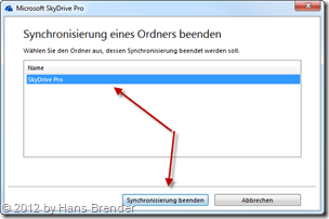 SkyDrive Pro: Beenden einer Bibliothekensychronisation mit SharePoint Server 2013
