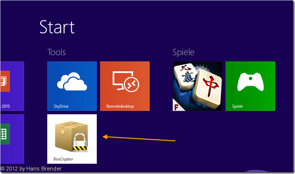  BoxCryptor App, installiert auf Surface (Windows 8 RT)