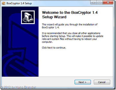 Installation von BoxCryptor auf einem Windows 7 Rechner