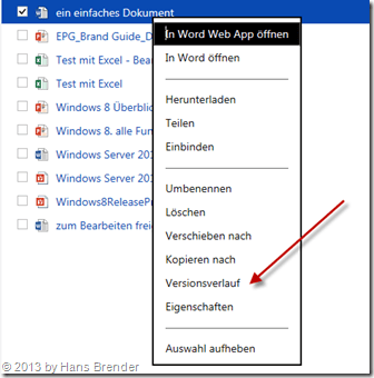 Versions-Verlauf, SkyDrive