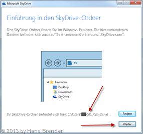 last screen for the folder choice in SkyDrive