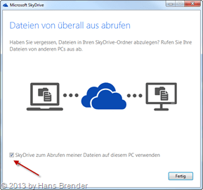 Remote Zugriff via SkyDrive auf 2. Rechner
